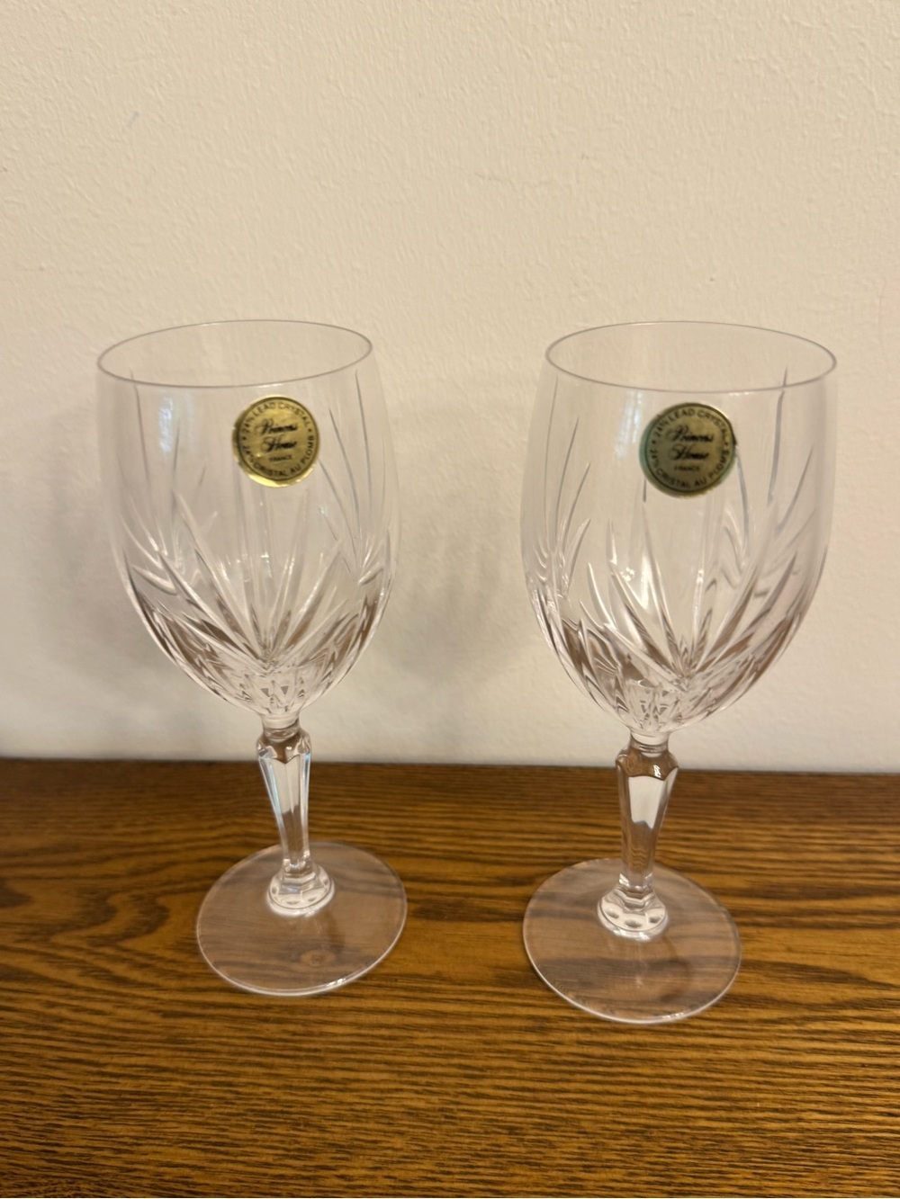 NWT Princess House Royal Highlights Lead Crystal Wine Glasses - Set of 2